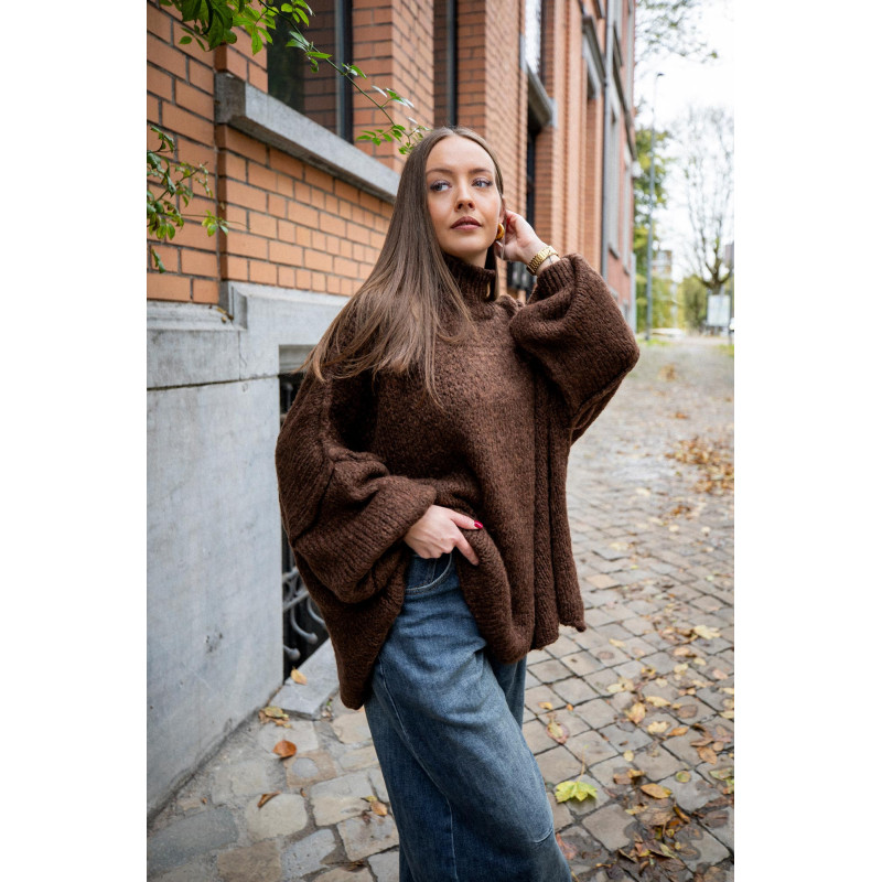 Envoi rapide dans toute la Belgique & paiement sécurisé - Pull Cocoon chocolat