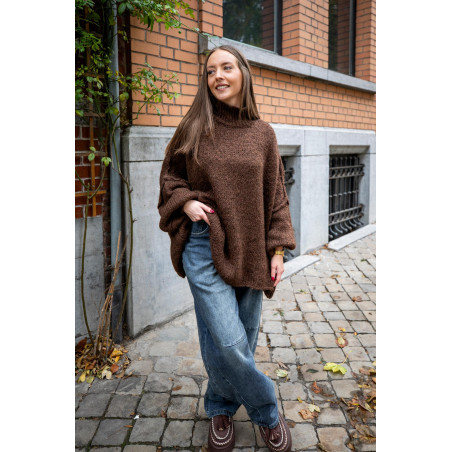 Envoi rapide dans toute la Belgique & paiement sécurisé - Pull Cocoon chocolat