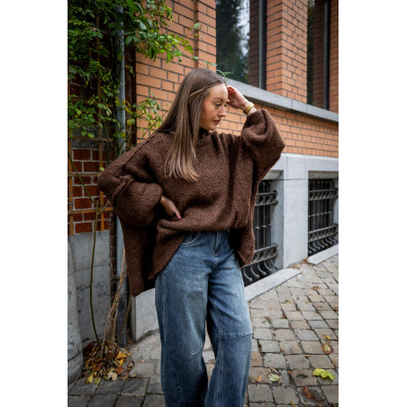 Envoi rapide dans toute la Belgique & paiement sécurisé - Pull Cocoon chocolat