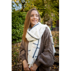 Envoi rapide dans toute la Belgique & paiement sécurisé - Echarpe carreaux blanche