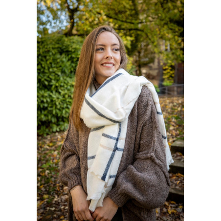 Envoi rapide dans toute la Belgique & paiement sécurisé - Echarpe carreaux blanche