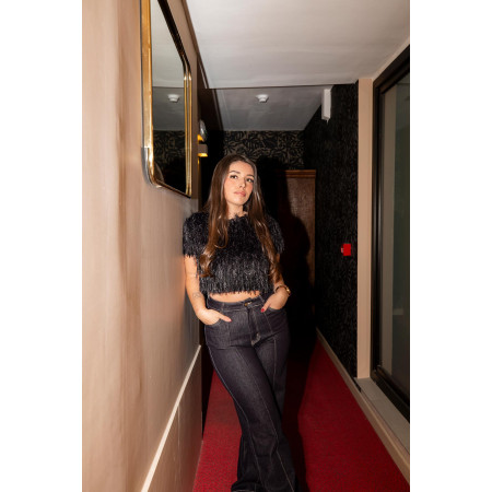 Envoi rapide dans toute la Belgique & paiement sécurisé - Blouse Plume Lumineuse noir