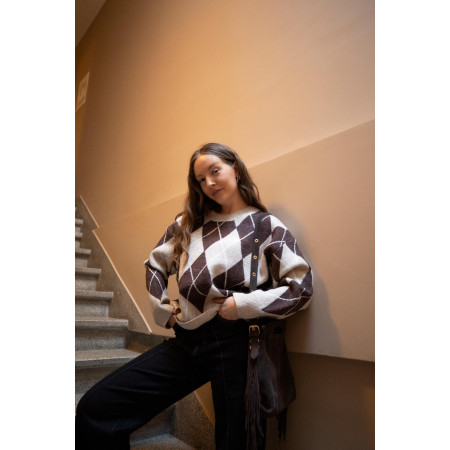 Envoi rapide dans toute la Belgique & paiement sécurisé - Pull Jacquard taupe