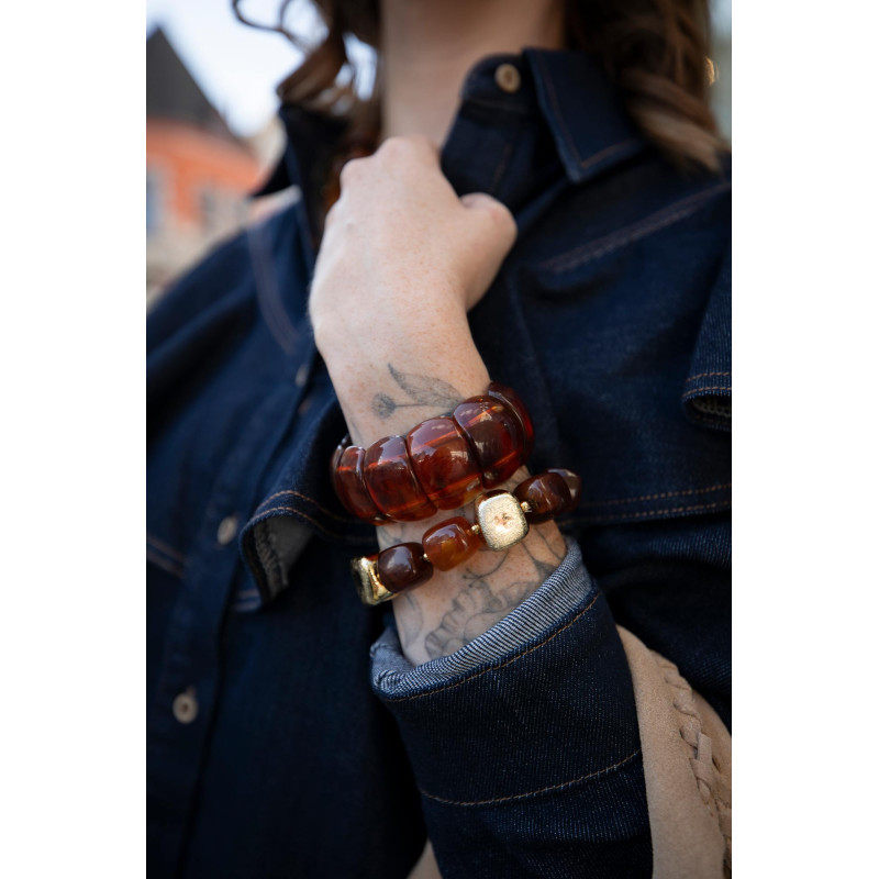 Envoi rapide dans toute la Belgique & paiement sécurisé - Bracelet amber et doré